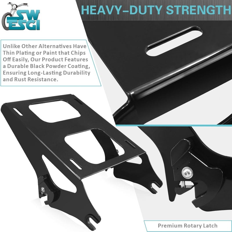 SWESGI Luggage Rack 4 Point Docking Hardware Kit for Harley Detachable Tour Trunk Kit Two-Up Mounting Rack Compatible with Touring Road King Street Glide Road Glide Electra Glide 2014-2024 (Black) - Image 2